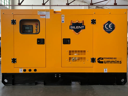 Yellow generator with Cummins branding in an indoor setting